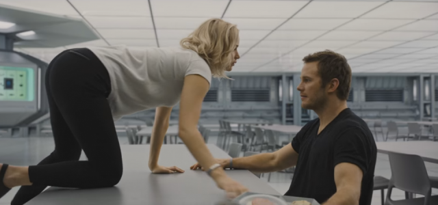 Passengers Clips Show Lawrence & Pratt In Danger