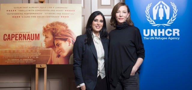 Director NADINE LABAKI & UNHCR Goodwill Ambassador CATE BLANCHETT at a UNHCR London screening of CAPERNAUM